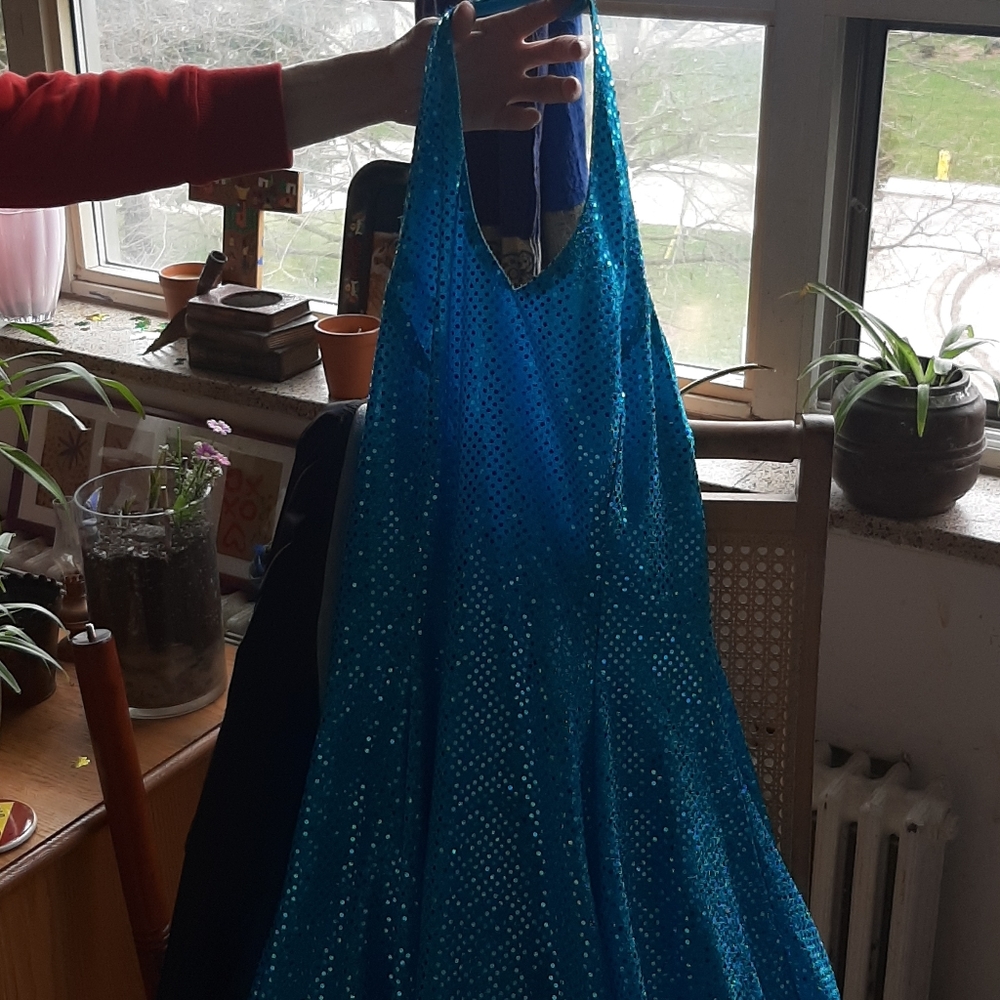 Turquoise sequin party dress